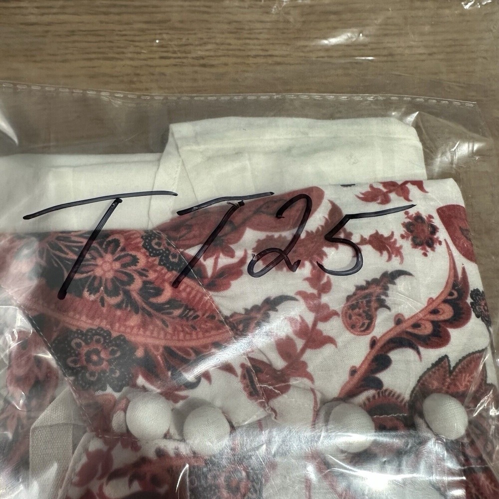Soft Surroundings S White Red Floral Paisley Cotton Button Blouse Top Boho Y2K - Picture 8 of 8